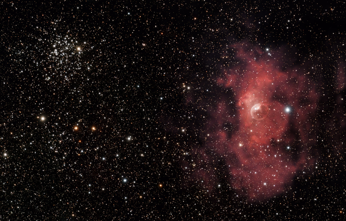 M52 and the Bubble nebula