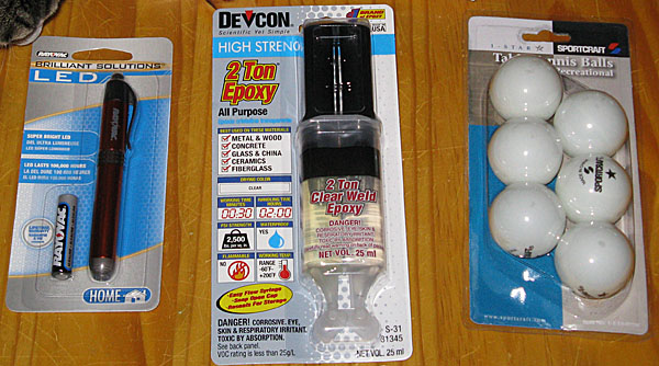 Some of the parts to make the light